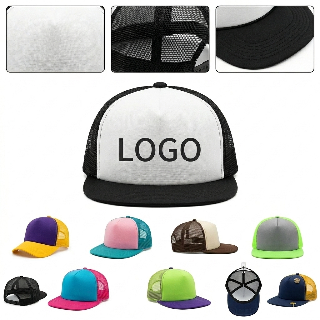 Classic 5-Panel Flat Visor Baseball Cap for Adults