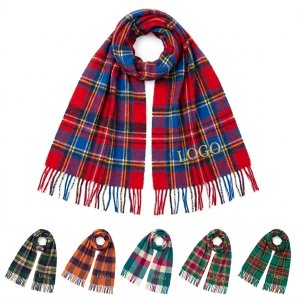 Soft Multicolor Plaid Fashion Shawl & Wrap for Women - Winter Warm Scarf